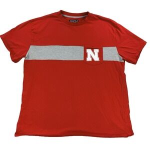 Mens Profile Varsity Nebraska Huskers Pocket T Shirt Crew Football NCAA Red 2XLT